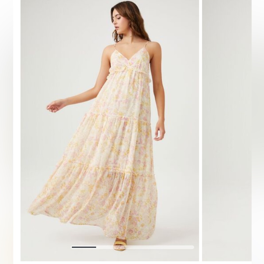 Tiered Floral Print Maxi Dress